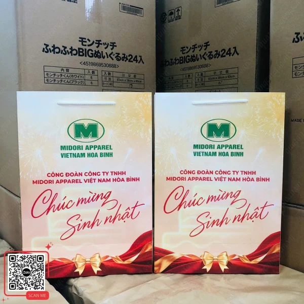 Set 2 Khăn Quà Sinh Nhật Cho Công Nhân Viên 7 Set khăn xanh dương quà tặng công nhân Midori Hòa Bình