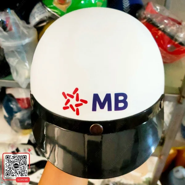 Mũ Bảo Hiểm In Logo MBBank Chi Nhánh Phước Long 3 Quà tặng ngân hàng MBBank Phước Long mũ bảo hiểm in logo