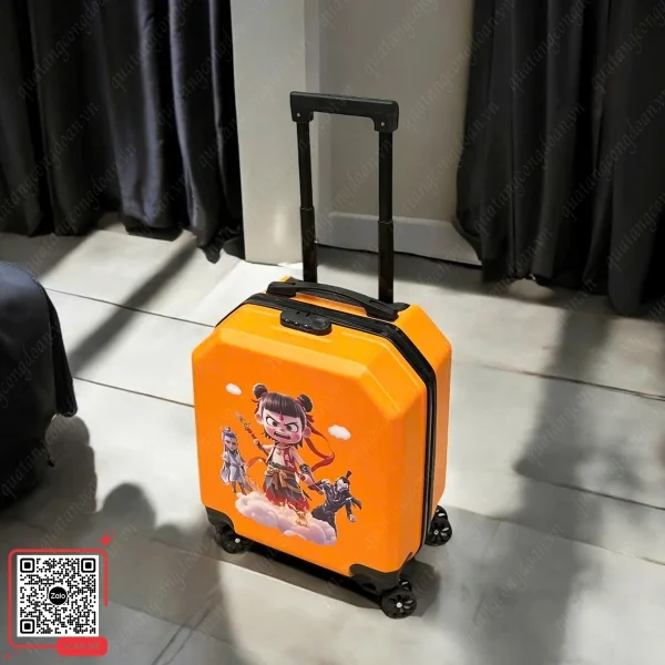 Vali Cho Bé Bo Góc In Hình Nhân Vật Hoạt Hình 4 Vali trẻ em 16 inch màu cam in hình nhân vật theo yêu cầu