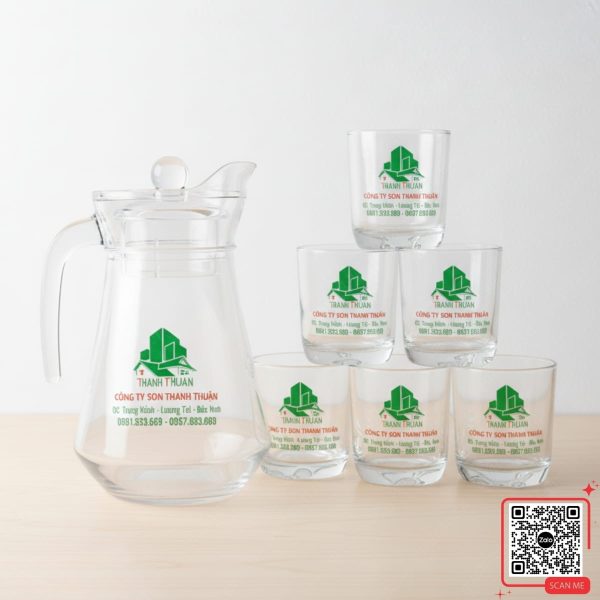 Bộ Bình Cốc Thủy Tinh In Logo Công Ty Sơn Thành Thuận 4 Bộ bình cốc thủy tinh in logo Sơn Thành Thuận