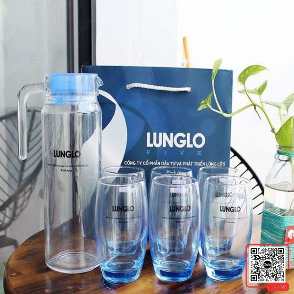 Bộ Bình Cốc Thủy Tinh In Logo Lũng Lô 3 Bình cốc thủy tinh in logo Lũng Lô