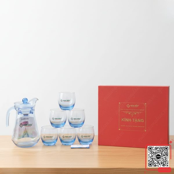Bình Cốc Thủy Tinh In Logo Công Ty Minh Bảo 3 Bộ cốc thủy tinh Luminarc in logo công ty Minh Bảo