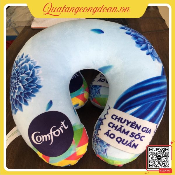 Gối chữ U in logo Comfort hoa xanh