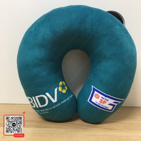 Gối Chữ U Thêu Logo Ngân Hàng BIDV 5 Gối cổ chữ U xanh ngọc thêu logo BIDV