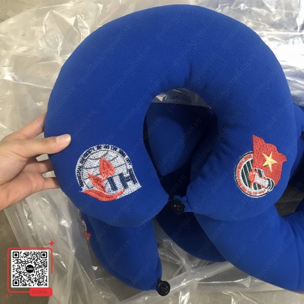 Gối Chữ U Thêu Logo Đoàn Thanh Niên 4 Gối cổ chữ U xanh thêu logo Đoàn Thanh niên