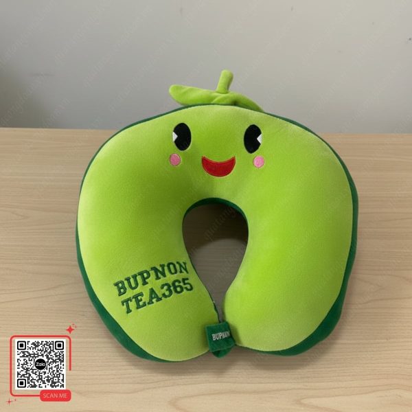 Gối Chữ U Hình Quả Bơ Thêu Logo Bupnon Tea 365 3 gối hình quả bơ Bupnon Tea365 xanh