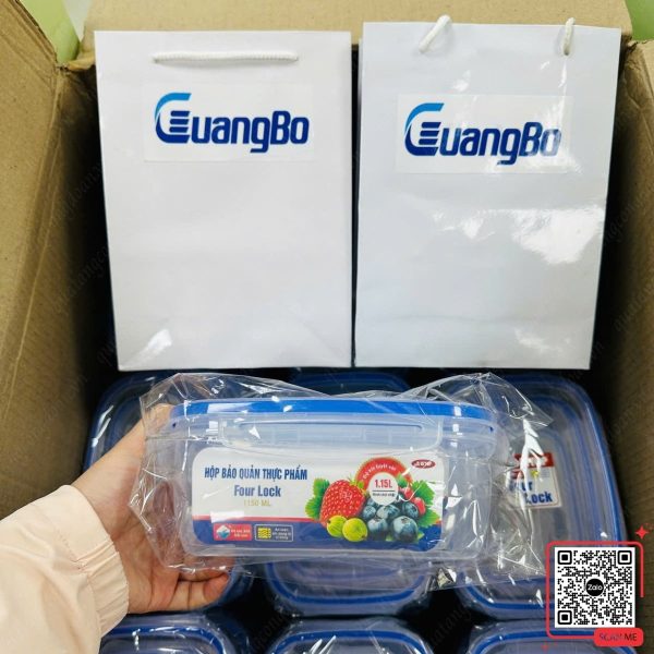 Hộp Đựng Thực Phẩm In Logo Công Đoàn Guangbo 4 Hộp đựng thực phẩm nắp khóa quà công đoàn Guangbo dịp 8/3