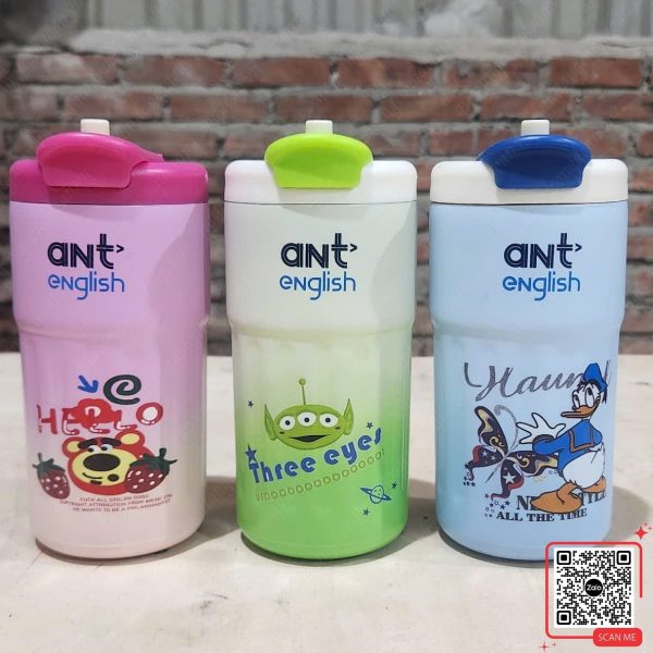 Bình Giữ Nhiệt Trẻ Em Ant English 3 Bình giữ nhiệt trẻ em màu xanh lá in logo Ant English