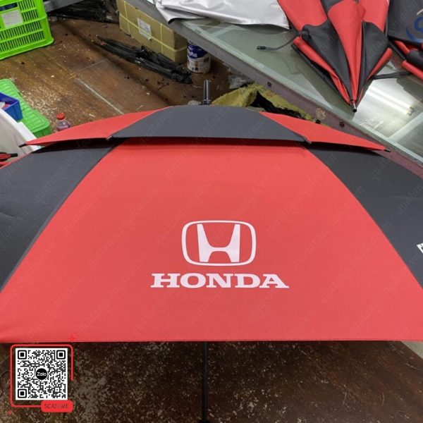 Ô Cầm Tay In Logo Công Ty Honda Màu Đỏ - Đen 6 Ô 2 tầng chống gió đỏ đen in logo Honda