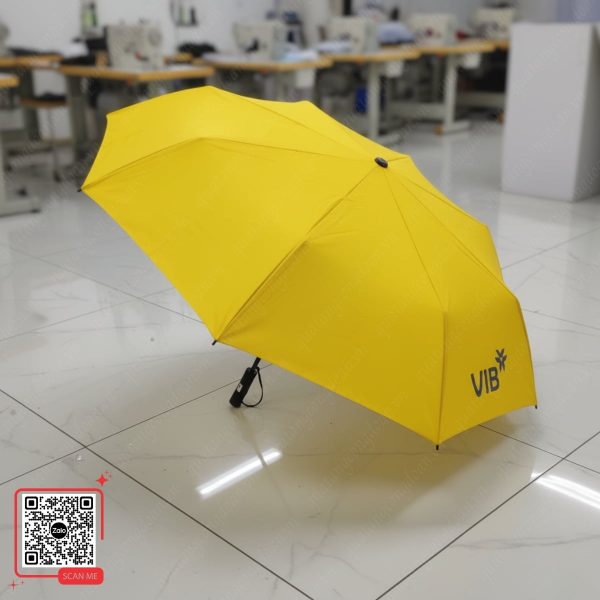 Ô Cầm Tay Màu Vàng In Logo Ngân Hàng VIB 3 Ô gấp tự động màu vàng logo VIB