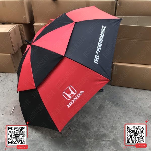 Ô Cầm Tay In Logo Công Ty Honda Màu Đỏ - Đen 3 Ô golf 2 tầng đỏ đen logo Honda quà tặng đại lý xe ô tô