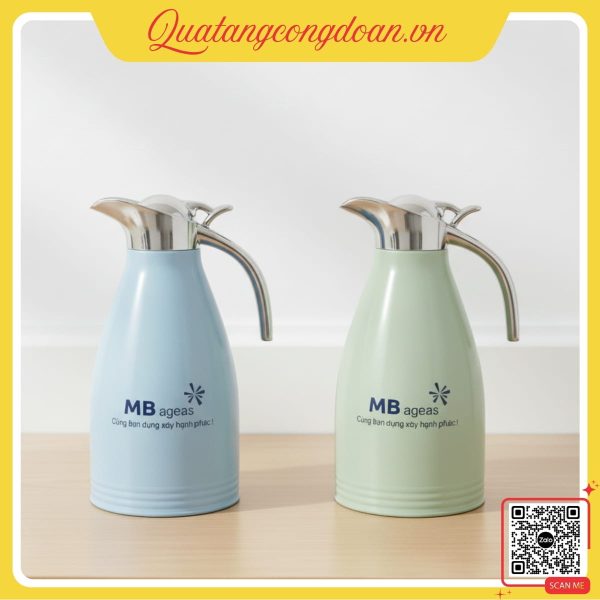 Phích giữ nhiệt nắp inox in logo MB Ageas
