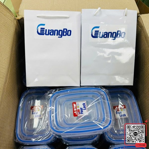 Hộp Đựng Thực Phẩm In Logo Công Đoàn Guangbo 3 Quà tặng 8/3 hộp nhựa Four Lock túi giấy in logo Guangbo cho nhân viên