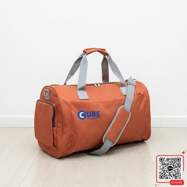 Túi Du Lịch In Logo Công Ty Cube 4 Túi du lịch màu cam in logo Cube