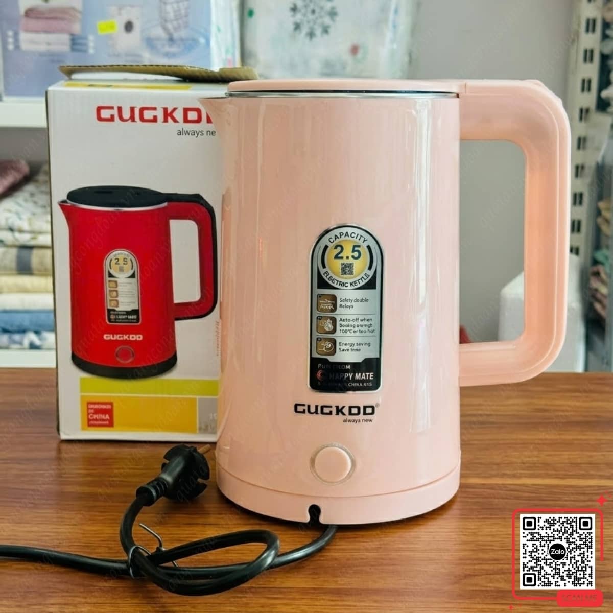 Ấm siêu tốc GUGKDD 2.5L màu hồng