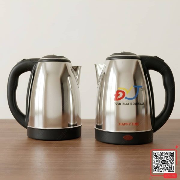 Ấm Siêu Tốc Inox In Logo Công Ty ĐVJ 4 Ấm siêu tốc inox in logo thương hiệu theo yêu cầu số lượng lớn