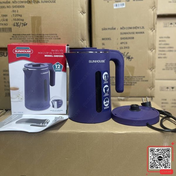 Ấm Siêu Tốc Kỷ Niệm Thành Lập Công Ty SMT 6 Ấm siêu tốc Sunhouse 1.8L màu xanh than cao cấp đun sôi nhanh