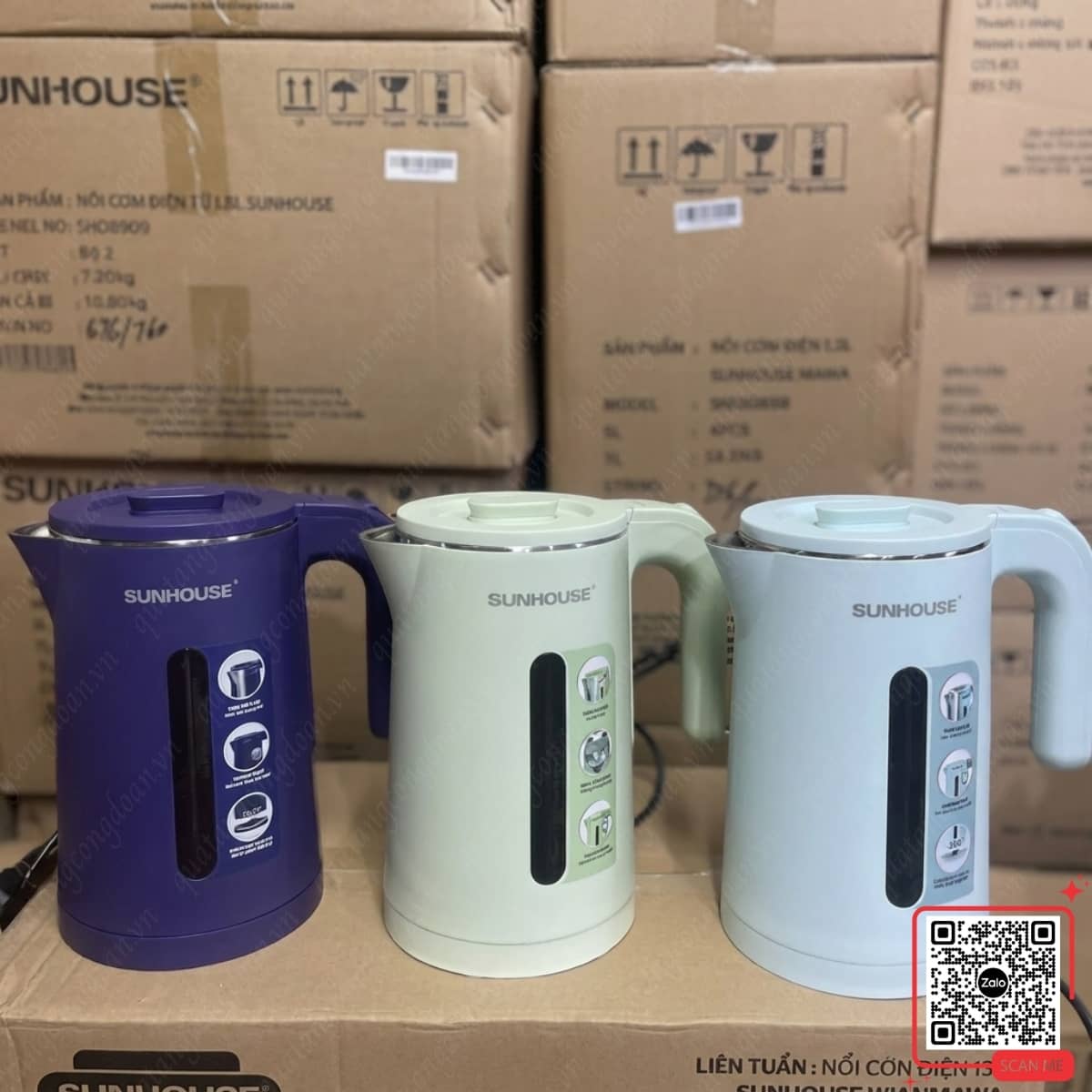 Ấm siêu tốc Sunhouse 1.8L nhiều màu lựa chọn cho gia đình và văn phòng