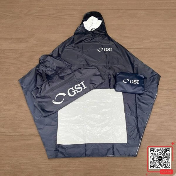 Áo Mưa Cánh Dơi In Logo Công Ty GSI 4 Áo mưa cánh dơi GSI màu xanh đen làm quà tặng quảng cáo