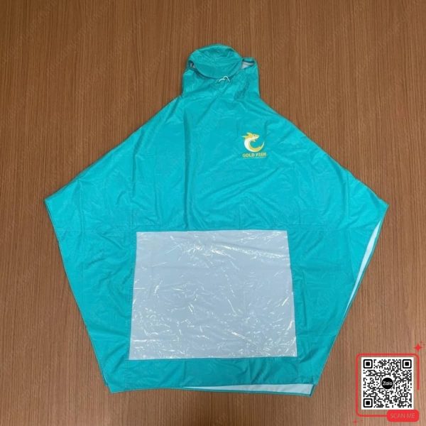 Áo Mưa Cánh Dơi Màu Xanh Ngọc In Logo Gold Fish 3 Áo mưa quà tặng in logo Gold Fish màu xanh ngọc nổi bật