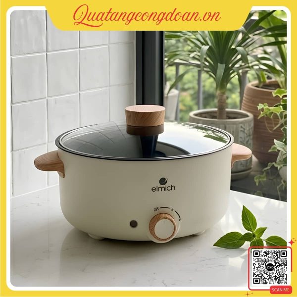 Nồi lẩu điện Elmich đa năng thiết kế hiện đại tiện lợi cho gia đình