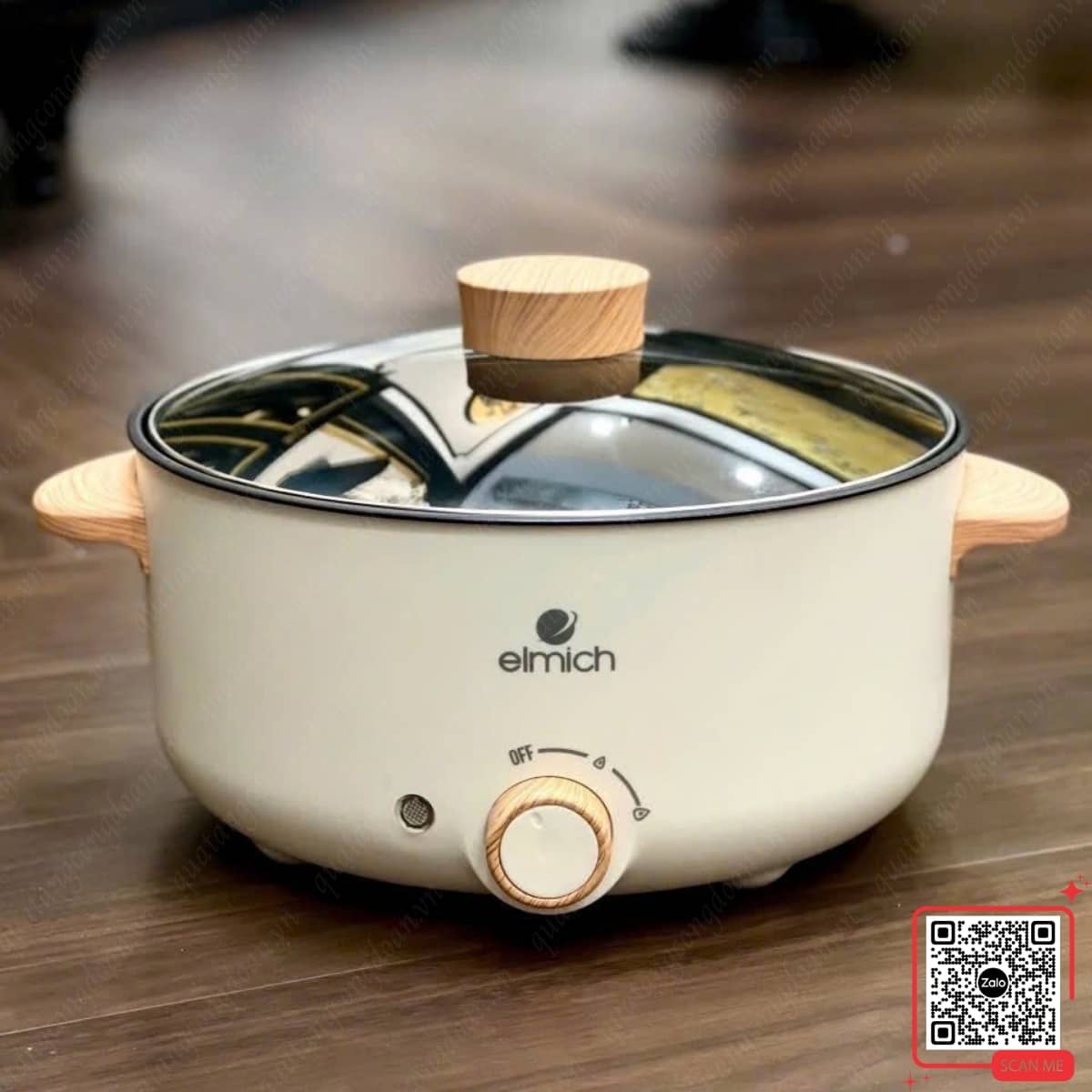 Nồi lẩu điện Elmich màu kem sang trọng dung tích lớn
