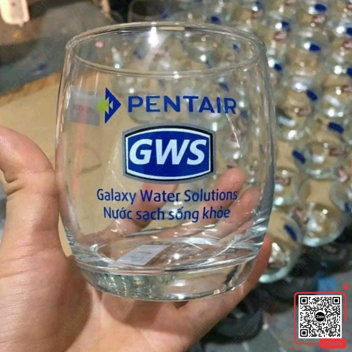 Bộ cốc thủy tinh in logo Công ty Pentair