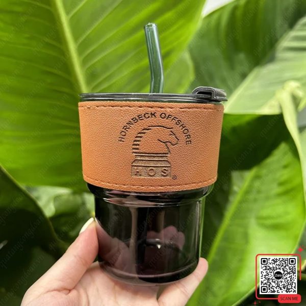 Cốc Thủy Tinh Bao Da In Logo (Kèm Ống Hút) 5 Cốc thủy tinh bao da in logo Hornbeck Offshore