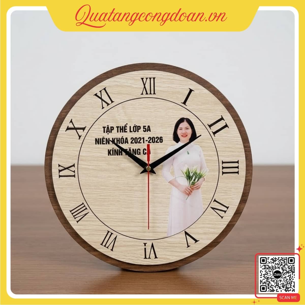 dong-ho-go-in-anh-tang-hoc-sinh-cuoi-cap Đồng hồ gỗ in ảnh tập thể tặng học sinh cuối cấp