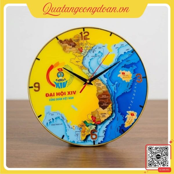Đồng hồ treo tường quà lưu niệm Đại hội Công đoàn
