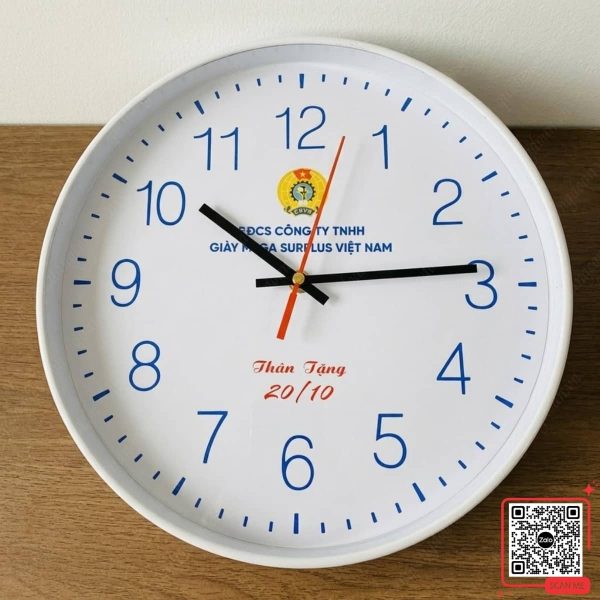 Đồng Hồ Treo Tường In Logo Công Đoàn Giày Mega Surplus Việt Nam 3 Đồng hồ treo tường quà tặng Công đoàn màu trắng