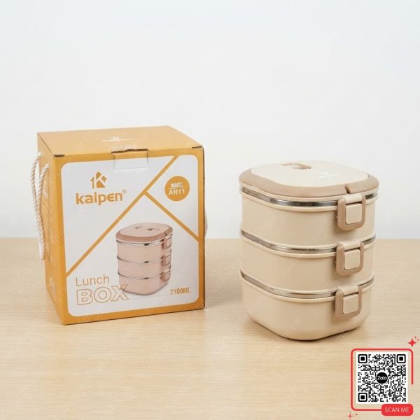 Hộp Cơm 3 Tầng Inox 304 Kalpen 3 hop com 3 tang kalpen inox 304 giu nhiet