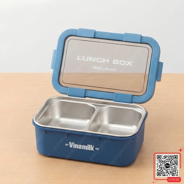 Hộp Đựng Cơm Giữ Nhiệt 2 Ngăn In Logo Vinamilk 3 hop com giu nhiet 2 ngan qua tang vinamilk