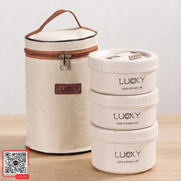 Hộp Cơm Giữ Nhiệt Lunchbox In Logo Đất Việt Tour 3 hop com giu nhiet lunchbox