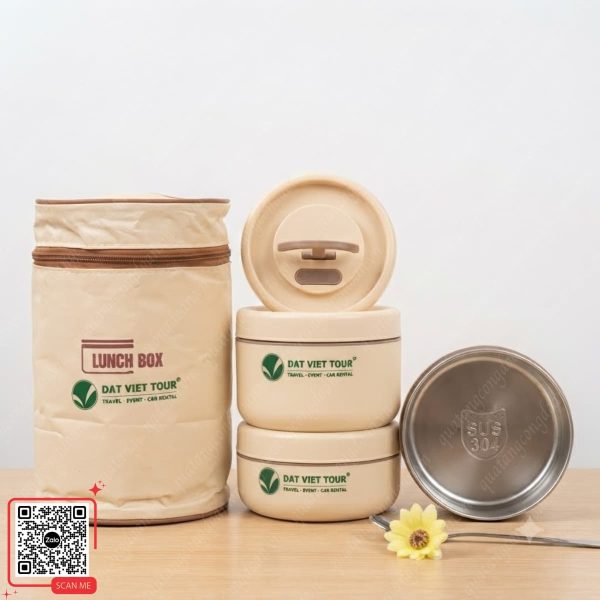 Hộp Cơm Giữ Nhiệt Lunchbox In Logo Đất Việt Tour 4 hop com giu nhiet lunchbox in logo dat viet tour