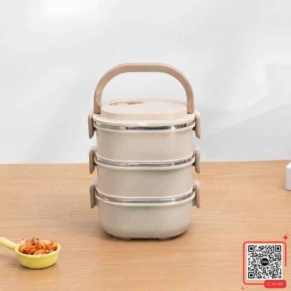 Hộp Cơm 3 Tầng Inox 304 Kalpen 5 hop com inox 304 kalpen 3 ngan dung thuc an