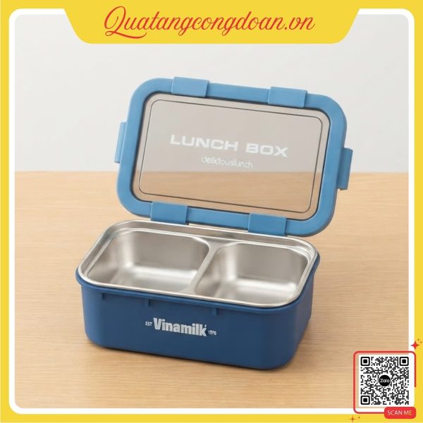 Hộp Đựng Cơm Giữ Nhiệt 2 Ngăn In Logo Vinamilk